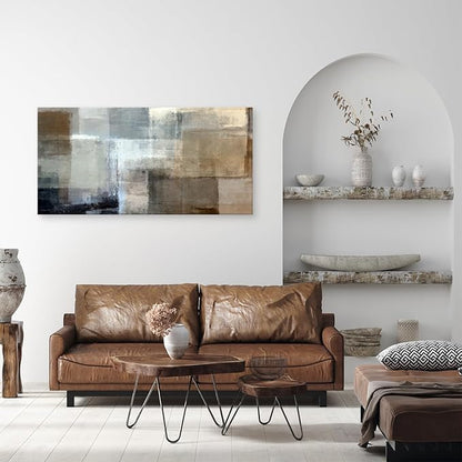 Baisuart A61298 Canvas Prints Abstract Wall Art Print Paintings Grey and Brown Stretched Canvas Wooden Framed for Living Room Bedroom and Office Home Decor Artwork