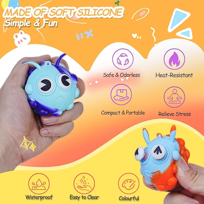 9 Pack Pop Toy Party Favors for Birthday, Pop Fidget Toys Bulk 3D Stress Ball, Prize box Sensory Toys Bulk Squeeze Toys, Easter Basket Stuffers, Classroom Prizes Stocking Stuffers for Adults Toddler