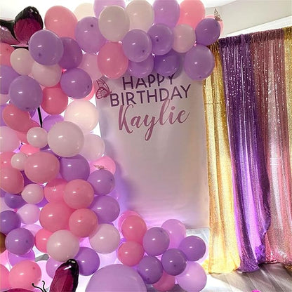 Pink and Purple Balloons, 75 Pack Pastel Purple Pink and Matte White Latex Balloons, Pink Purple Macaron Helium Balloons for Girls Birthday Wedding Baby Shower Christening Engagement Party Decorations