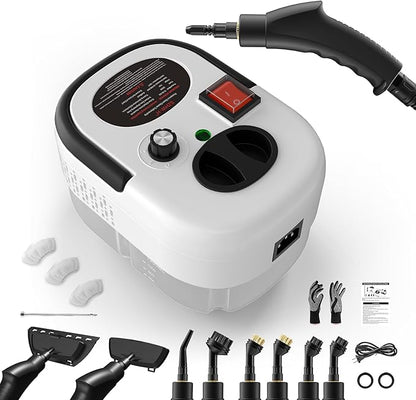 Steam Cleaner, Steamer for Cleaning, Multi-Purpose Handheld Steamer, 1.2L Water Tank, 15s Fast Heat Steam Cleaner Handheld, Portable Steamer for Car, Windows, Furniture, Kitchen, Bathroom-White