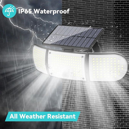 Solar Outdoor Lights, 3000LM 218 LED Motion Sensor Lights with Remote Control, IP65 Waterproof,270° Wide Angle Flood Wall Lights with 3 Modes for Outside Patio Wall(2 Packs)