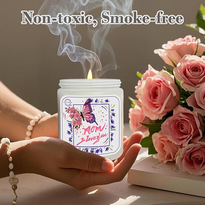 Christmas Gifts for Mom, Rose Lily Scented Candles, Soy Wax Aromatherapy Candle for Stress Relief, Non Toxic, Long Lasting Time of 50 Hour,Gifts for Mom from Daughter Son