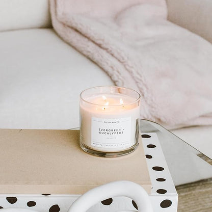 Calyan Wax Co. Lavender & Bergamot 3 Wick Scented Candle - 43 Hour Burn - Luxury 3 Wick Soy Candles - Non Toxic Soy Wax Candles - Long Lasting Large Glass Jar Candle for Home - 14.9oz
