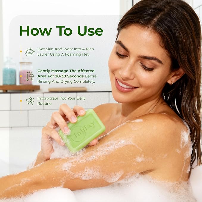 Inlifay Antifungal Soap with Tea Tree Oil: Antifungal Bar Soothing Care & Fast Itch Relief for Ringworm Jock Itch Tinea Versicolor Athlete's Foot - Home Travel Gym Use for Active Men