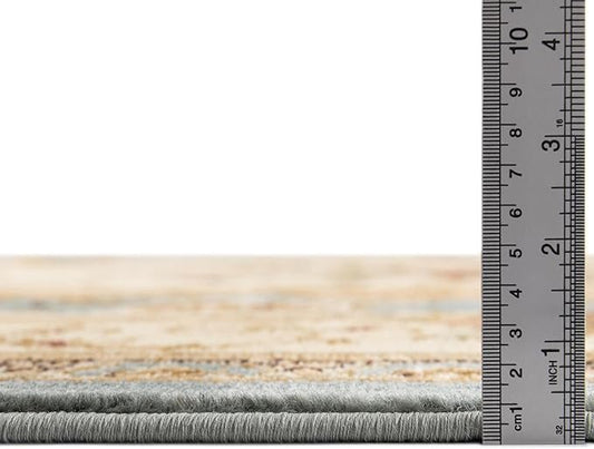 Rugs.com Chateau Collection Rug – 3' x 19' 8 Runner Light Blue Medium Rug Perfect for Hallways, Entryways