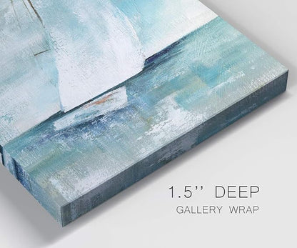 Wexford Home Home Decor Landscape Canvas Wall Art Abstract Floral Painting Modern Pictures Artwork Decoration for Living Room Kitchen Bathroom Office, Ready to Hang, Come Sailing