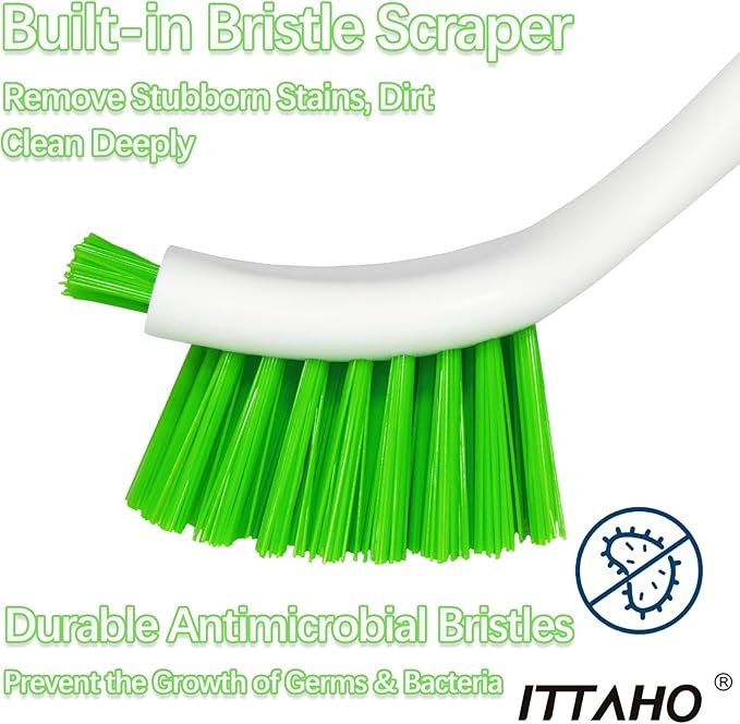 ITTAHO Dish Scrub Brush Kit, Kitchen Brush Set for Cleaning, Double Sided Bristles Scrubber Cleaner for Dishes,Sink,Pots,Pans,Bathroom Shower,Tile,Tubs - 3 Pack