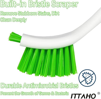 ITTAHO Dish Scrub Brush Kit, Kitchen Brush Set for Cleaning, Double Sided Bristles Scrubber Cleaner for Dishes,Sink,Pots,Pans,Bathroom Shower,Tile,Tubs - 3 Pack