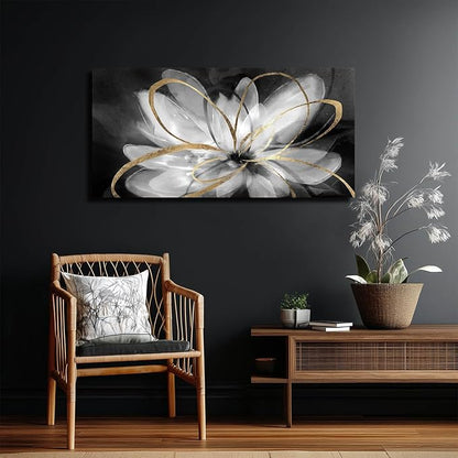 SOUGUAN Wall Art for Bedroom Black and White Flower Picture Artwork Botanical Decorations for Living Room Kitchen Dining Room Office 20x40 Inch