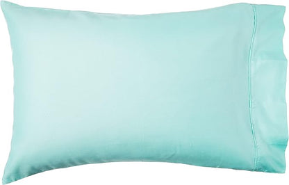 Serta Simply Clean Super Soft Hypoallergenic Stain Resistant Deep Pocket 4 Pieces Solid Bed Sheet Set, Queen, Turquoise