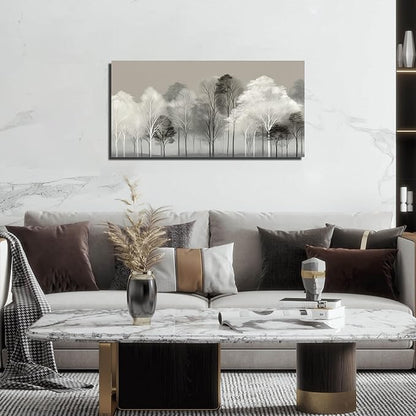 Prepeyssee Black and White Tree Wall Art for Living Room Large Landscape Modern Artwork Gray Forest Picture for Bedroom Home Office Ready to Hang 20x40 Inch