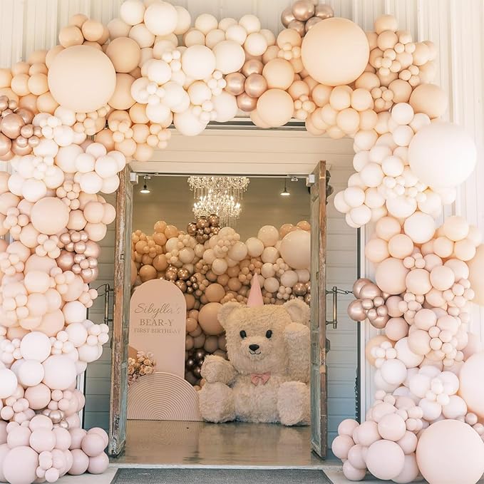 Nude Balloons, 12 Inch 30 Pcs Beige Balloon Retro Apricot Neutral Latex Balloons Matte Tan Cream Blush Peach Helium Party Balloons for Boho Birthday Wedding Baby Bridal Shower Party Decorations