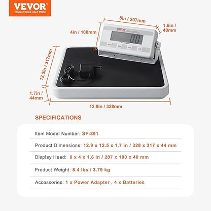 VEVOR Portable Medical Scale, Professional Digital Physician Scale for Weighing - with Anti-Slip Mat, 2 Units (kg/lb), Hold & Tare Function, 400LBS Capacity Physician Wight Scale for Gym Home Hospital