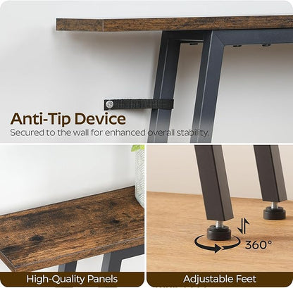 70.9" Couch Table Behind Sofa, Narrow Console Table with Outlet, Skinny Sofa Tables Narrow Long, Long Entryway Tables for Hallway, Entryway, Living Room, Rustic Brown and Black CT185UBR