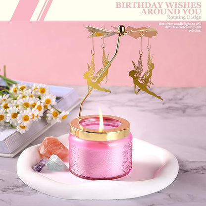 Rotatable Candle, Birthday Gifts for Women, Vanilla Cream Scented Candles Anniversary Christmas Thanksgiving, Unique Butterfly Gifts Best Girl, Friends,Mom, Pink