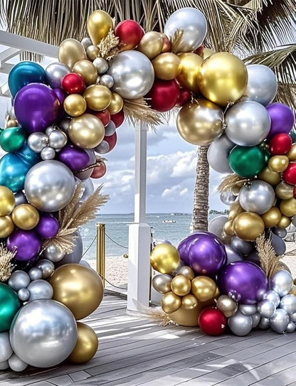 Chrome Metallic Balloons 66 Pack, 12 Inch Shiny Latex Helium Party Balloons Garland Kit with Assorted Colors for Birthdays Weddings Baby Showers Graduation Arch Decorations