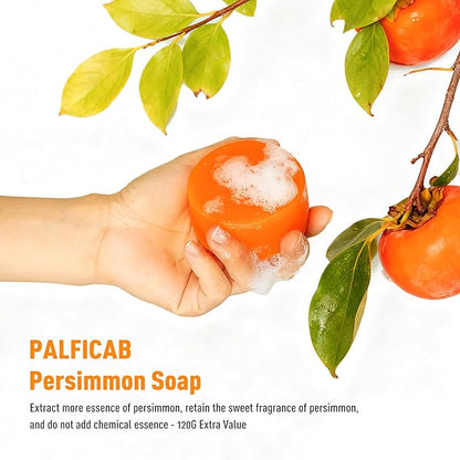120G Round Persimmon Soap for Body Odor & Old People Smell Eliminator, Natural Purifying Deodorizing Soap for Women & Men, 2 Bars
