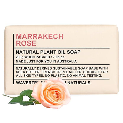 Wavertree & London Marrakech Rose Scented 100% Natural Soap Bar, 7oz Moisturizing French Triple Milled Soap Bar for Women & Men Enriched with Organic Shea Butter, Pure Bath & Body Soap (1 Bar)