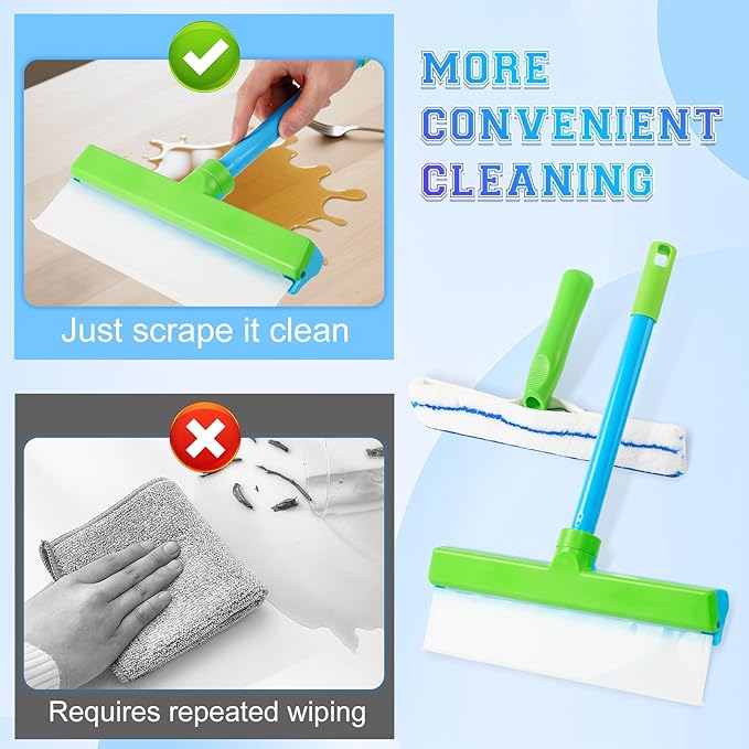 Recyclable Silicone Window Squeegee Kit, Window Cleaning Kit, Window Squeegee Cleaner Kit, with Silicone Squeegee & Microfiber Scrubber for Shower Glass Mirror Door Car (1Set)