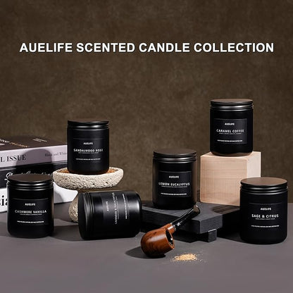 Scented Candles Set | Men Candle Set, 4 Pack Candles for Home, Gifts for Men - Aromatherapy Gifts for Dad Fathers Day, Soy Candle Scent of Smoke & Vanilla/Rum Oak/Vintage Leather/Amber Patchouli
