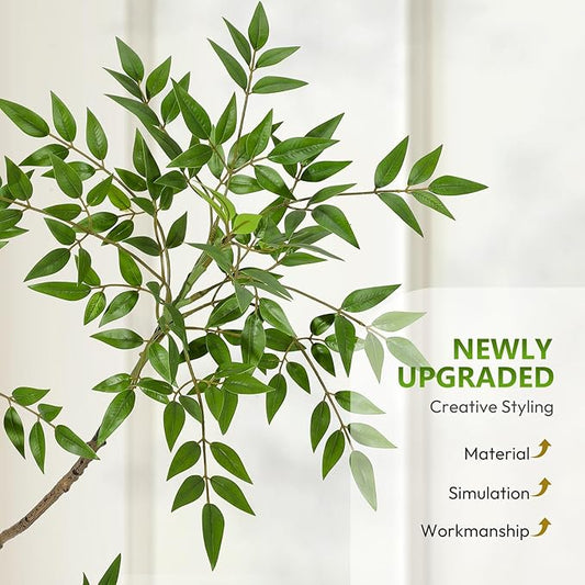 Garvee Nandina Artificial Plants with Sphere Planter Pot, Artificial Tree Indoor with Moss and Pebbles, 7FT Fake Potted Tree for Indoor & Home Office Decor