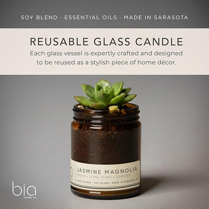 Bia Candle Co Soy Blend Candle, Gardenia, Magnolia & Jasmine – Clean Soy Wax, Lead-Free Wick, Vegan, Made in USA – Jasmine Magnolia, 7 oz