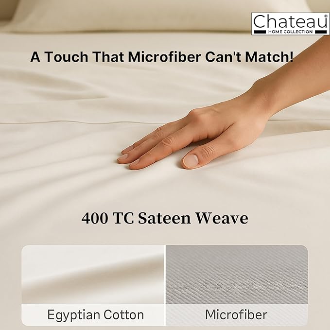 100% Egyptian Cotton Sheets California King Size Sheets Set with Fully Elasticated Cal King Fitted Sheet & Pillowcase Sets, 400 Tc Hotel Collection No Pill Soft Breathable Luxury White Bedding