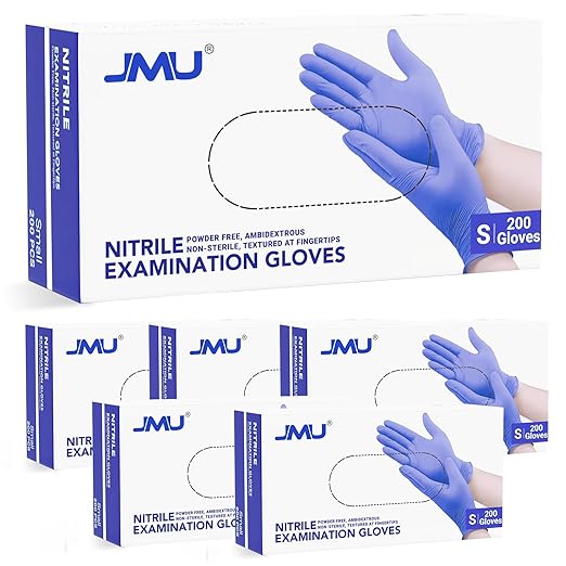 JMU Nitrile Gloves Small Case of 1200, Gloves Disposable Latex Free Powder Free Bulk, 3.5 Mil, Violet Blue