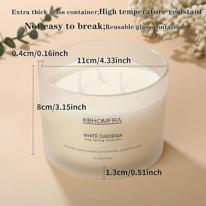 Scented Candle for Home, Patchouli Gardenia Candles Essential Oils, Soy Wax 12.4oz Big Candle,3-Wick 70 Hours Burn,for Festival Luxury Christmas Gift,Sleep Relaxation Ambience