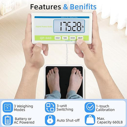 Medical Scale 660lb, Extra Wide Medical Grade Physician Scale for Body Weight with 13"x12.6" Platform for Home, Office, Hospital, Gym & Bariatric etc