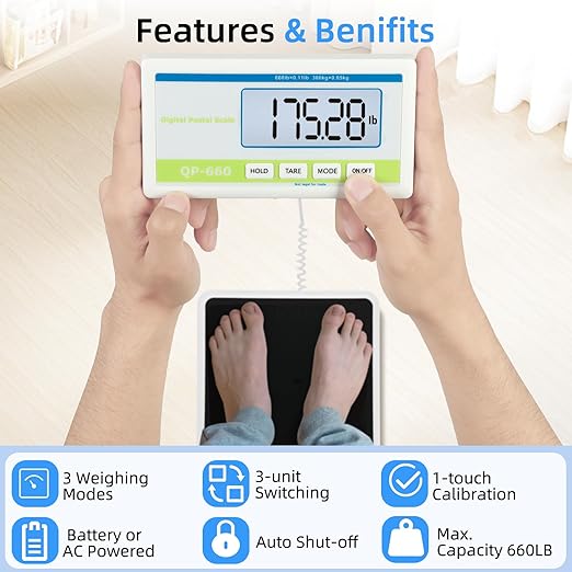 Medical Scale 660lb, Extra Wide Medical Grade Physician Scale for Body Weight with 13"x12.6" Platform for Home, Office, Hospital, Gym & Bariatric etc