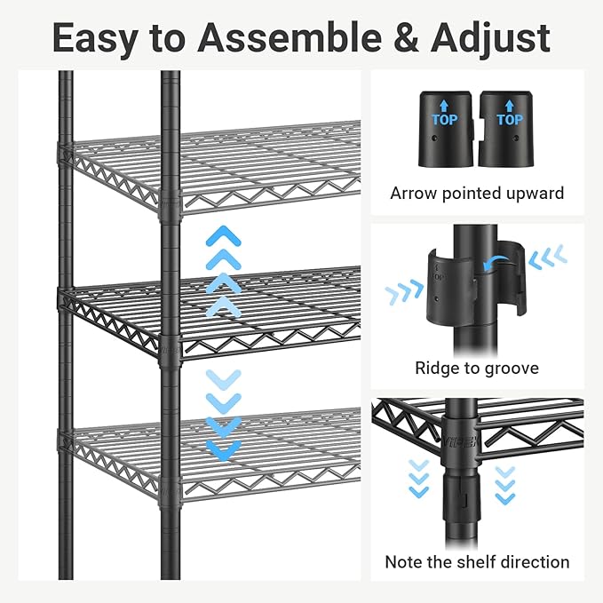 VIPEK X20 Plus Expandable Reach-in Closet Rack Adjustable from 3'9" to 5'2" Clothing Rack with Extendable Shelves and Hanger Rods Portable Clothes Racks Open Walk-in Closet System, Black