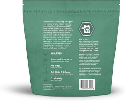 HEX Performance Laundry Packs, Unscented, 75ct - Designed for Activewear, Eco-Friendly