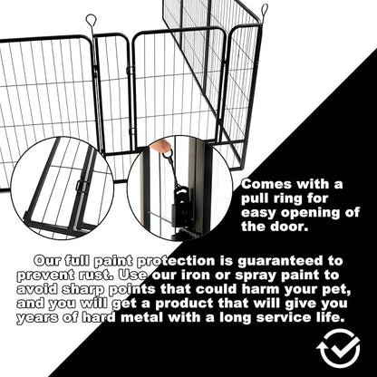 Dog Playpen,24 32 40 48 in(H) Pet Fence Outdoor for Rv Camping,Garden Fence Medium Animal Barrie for Yard,11Ft(L)-56Ft(L) Black Metal Temporary Fencing