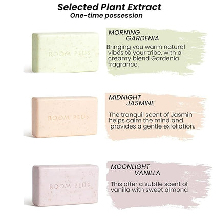 YESUN Fragrance Bar Soap, Big Brick of Bath Soap,Made with Organic Oils, 3-pack,1.3lb,Natural Soap Bar,Moisturizing clean, Floral Scent,Walnut Powder Exfoliates ROOMPLUS(Gardenia,Jasmine,vanilla)