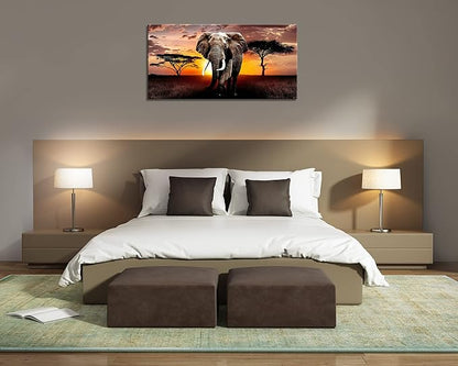 XXMWallArt FC3075 Canvas Wall Art Elephant Picture African Wild Animals Artwork Painting Print for Living Room Bedroom Kitchen Home and Office Wall Decor