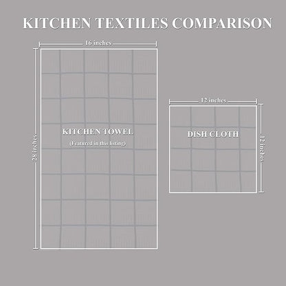Sticky Toffee Cotton Kitchen Towels Set of 4, Gray and White, 28 x 16 in, Absorbent Reusable Hand and Dish Towels, Tea Towels, Oeko-Tex Certified