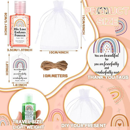 Frienda 24 Set Rainbow Christian Hand Sanitizer Bible Verse Church Mini Travel Size Hand Sanitizer Bulk Inspirational Scripture Religious Christmas Stocking Stuffer Gift Women Teacher Nursing Coworker