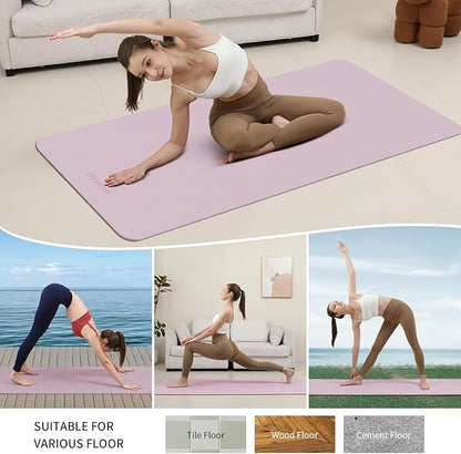 Extra Wide & Thick 8mm Yoga Mat, 72"x31.5" Large Non Slip Exercise Mat, Premium POE Material for Superior Cushioning & Stability, with Strap for Home Gym, Pilates