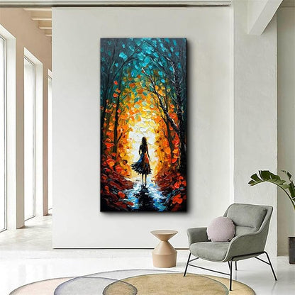 Alenoss Hand Painted Modern Oil Paintings on Canvas Wall Art Vertical Abstract Painting Large Contemporary Wall Art Textrued Wall Painting for Living Room Bedroom