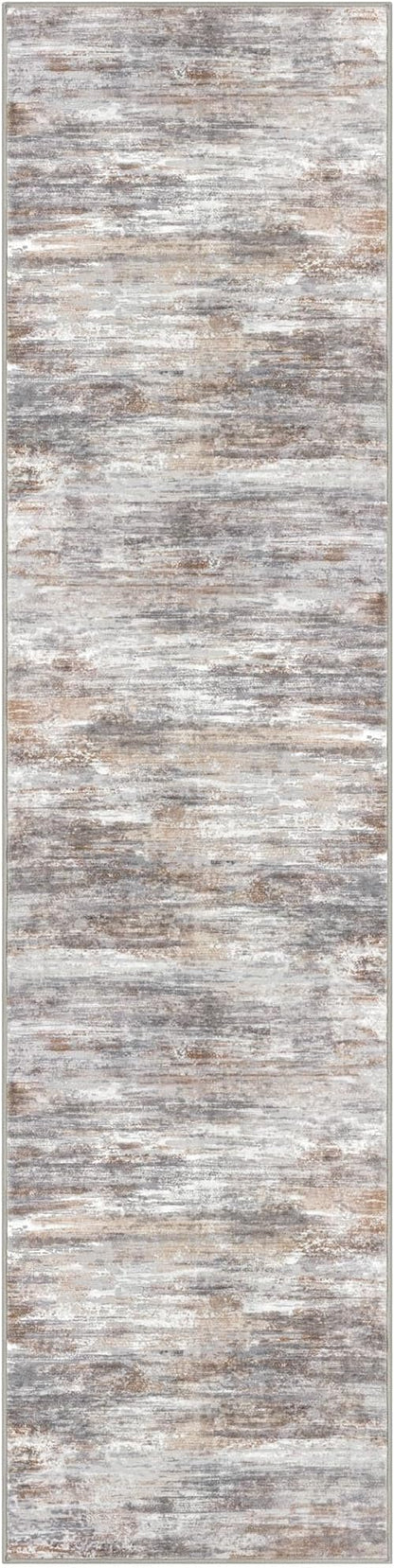 KOZYFLY Modern Abstract Hallway Runner Rug, 2x8 Kitchen Rugs Non-Slip Washable Soft Striped Kitchen Runner Rugs, Print Multi Grey Carpet Runner for Entryway Bathroom Laundry Room Foyer