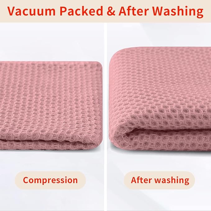 Homaxy 100% Cotton Kitchen Towels and Dishcloths Set, 12 x 12 Inches and 13 x 28 Inches, Set of 8 Bulk Kitchen Towels Set, Ultra Soft Absorbent Dish Cloths for Washing Dishes, Dried Rose