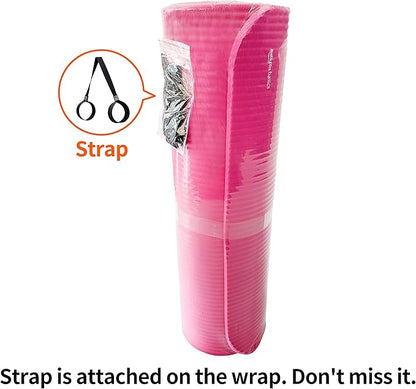 Amazon Basics 1/2 Inch Extra Thick Exercise Yoga Mat with Carrying Strap, Cushioned Support, for Fitness and Gym Workouts