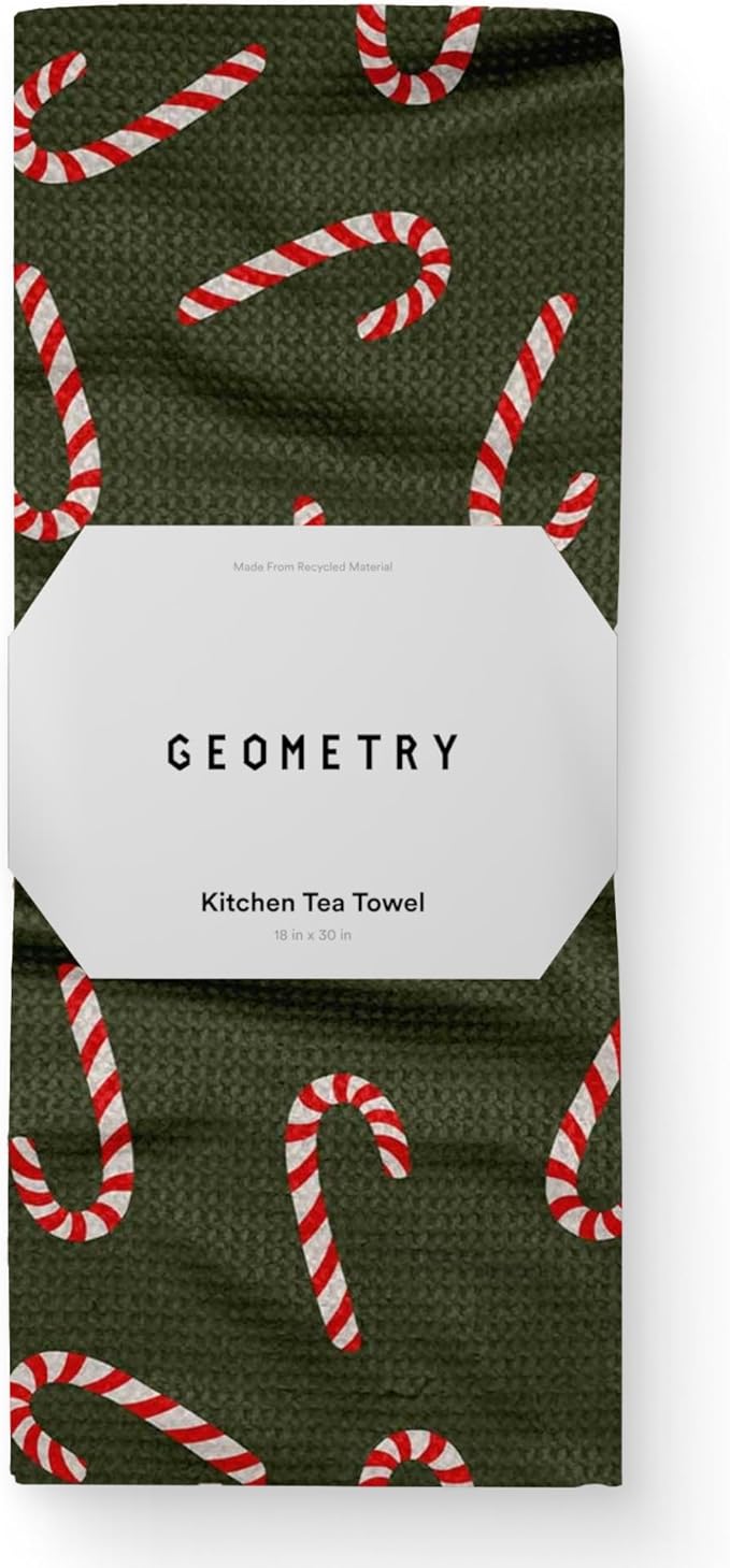 GEOMETRY Christmas Kitchen Towels - Quick Dry Microfiber Cloth Dish Towels for Kitchen Drying - Premium Quick Dry Towel (Peppermint, 1 Pack)