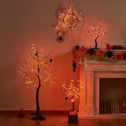 LITBLOOM Halloween Garland Lights 8 Functions 120 Orange and Purple Bi-Color Fairy Lights, Lighted Black Garland Battery Operated for Fall Halloween Decor Inside Outdoor