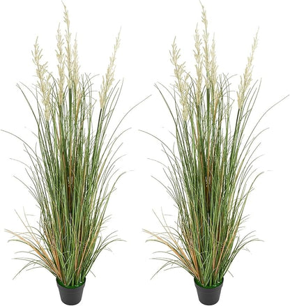 VEVOR Artificial Grass Plant, 2 Pack 59 inch Faux Reed Flower Grass in Pot, Premium PVC Fake Greenery Shrubs Plant for Indoor Outdoor House Home Garden Office Room Décor, Housewarming, Green