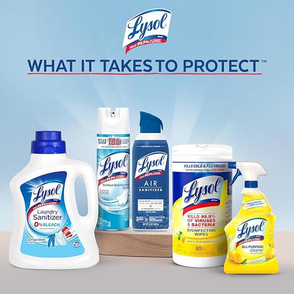 Lysol Disinfectant Laundry Sanitizer, Laundry Detergent Additive, Color Safe Bleach Alternative, Laundry Odor Eliminator, Kills Bacteria & Viruses, Crisp Linen Scent, 40 fl oz (pack of 4)