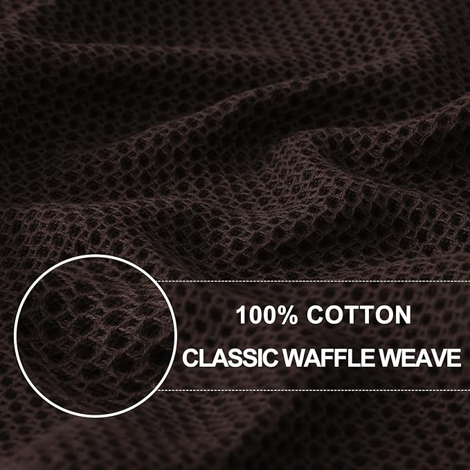 Homaxy 100% Cotton Waffle Weave Kitchen Dish Towels, Ultra Soft Absorbent Quick Drying Cleaning Towel, 13 x 28 Inches, 12-Pack, Dark Brown