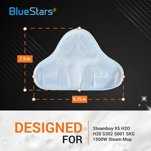 BlueStars 10-Pack H2OX5 Microfiber Steam Mop Pads Replacement – Compatible with H2O H20 Steam Mop X5 – Washable & Reusable, Exact Fit for H2O X5 Steam Cleaners