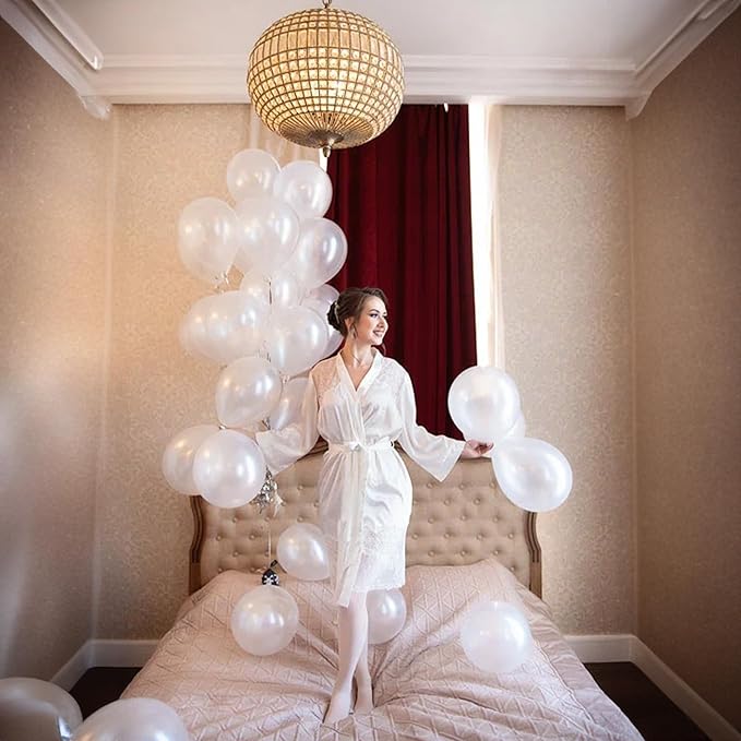 Pearl White Balloons, 12 Inch 30 Pcs Bright Royal Clear Latex Balloons for Arch Helium Birthday Wedding Baby Shower Anniversary Party Decorations